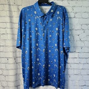 1764 Men's Golf Polo, Blue Cocktail Theme, Size 2XL XXL